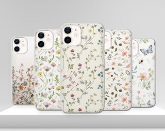 Aesthetic Wildflower Phone Case Spring Floral Cover for iPhone 17 Pro Max 17e 15 14 12 & Samsung S25 Ultra S24 FE A56 Pixel 10 XL 9a 8