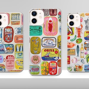 Custodia per telefono retrò in scatola di sardine con etichetta estiva italiana per iPhone 16 15 14 13 12 Pro Xs SE Samsung S24 S23 S22 FE A15 Pixel 8A
