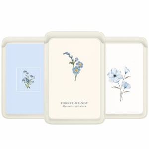 Carteira Magsafe Azul "Forget me not", porta-cartões magnético de couro com estampa de flores de verão para iPhone 16, 15, iPhone 14, iPhone 13 SE Pro Max Plus