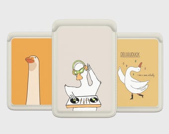Funny Goose Magsafe Wallet, Magnetic Leather Cute Silly Duck Animal Card Holder For iPhone 15, iPhone 14, iPhone 13 SE Pro Max Plus