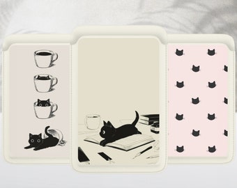 Cute Black Cat Lover Magsafe Wallet, Magnetic Aesthetic Kitten Wallet Compatible with iPhone 16 15 14 13 SE Pro Max Plus