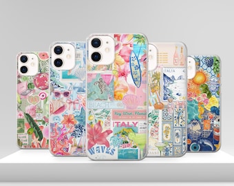 Costal Coque Collage Phone Case Preppy Cute European Cover for iPhone 17 Pro Max 17e 15 14 12 & Samsung S25 Ultra S24 FE A56 Pixel 10 XL 9a
