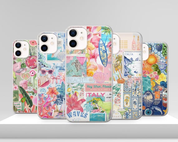 Costal Coque Collage Phone Case Preppy Cute European Cover for iPhone 17 Pro Max 17e 15 14 12 & Samsung S25 Ultra S24 FE A56 Pixel 10 XL 9a