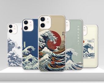 Vintage Japanese Phone Case: Hokusai Kanagawa Wave Cover for iPhone 17 Pro Max 17e 15 14 12 & Samsung S25 Ultra S24 FE A56 Pixel 10 XL 9a 8