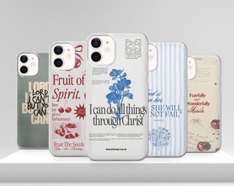 Vintage Christian Bible Psalm Phone Case: Philippians Cover for iPhone 17 Pro Max 17e 15 14 12 & Samsung S25 Ultra S24 FE A56 Pixel 10 XL 9a