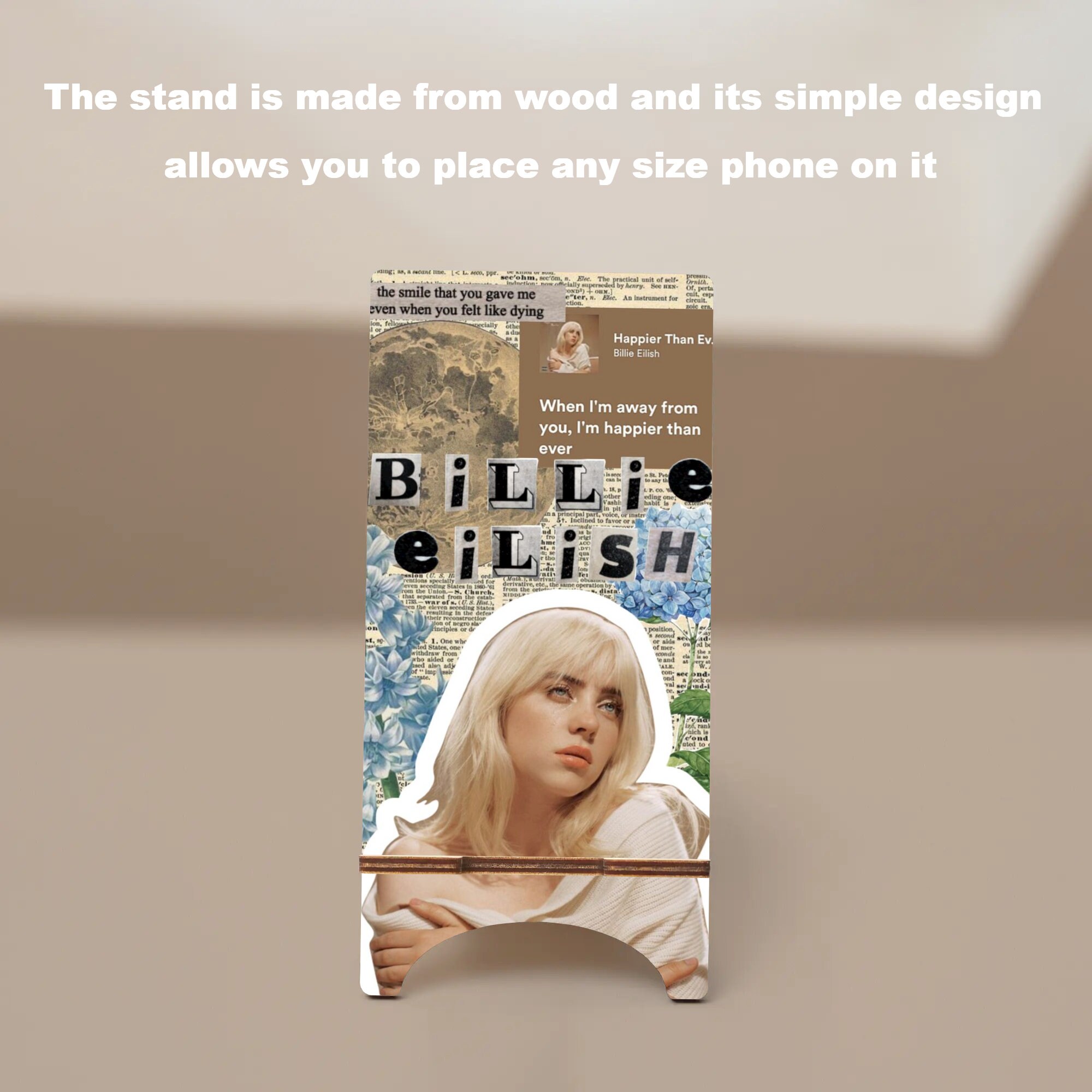 Billie Collage Wood Phone Stand Lyrics Holder for iPhone 14 Etsy