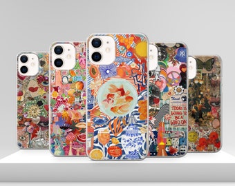 Vintage Mosaic Charm Collage Phone Case Mosaic Art Cover for iPhone 17 Pro Max 17e 15 14 12 & Samsung S25 Ultra S24 FE A56 Pixel 10 XL 9a 8