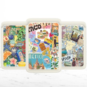 Esthetische Spaanse collage Magsafe-portemonnee, magnetische leren Griekse tequila-kaarthouder voor iPhone 15, iPhone 14, iPhone 13 SE Pro Max Plus