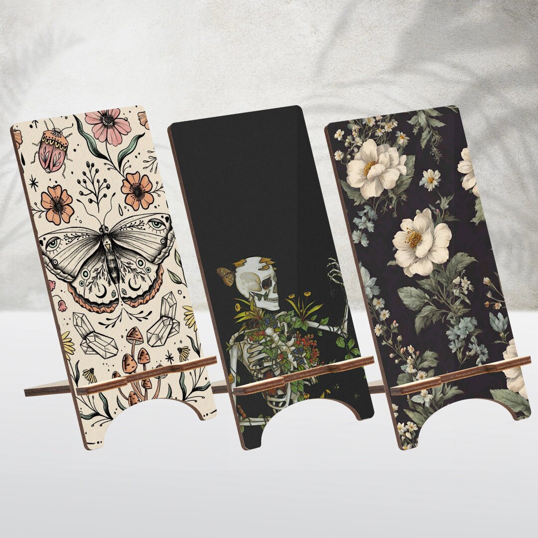 Vintage Bohemian Wood Phone Stand, Earthy Cottagecore Holder, Gift ...