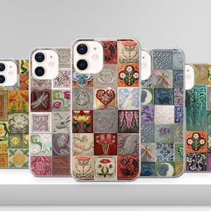 Vintage Azulejo Tiles Coque de téléphone pour iPhone 16 15 14 13 12 Pro Xs Samsung S24 S23 S22 FE A25 A15 Pixel 9 8A 7