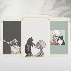 Portefeuille Magsafe Spooky Black Cat, porte-cartes magnétique en cuir squelette pour amoureux des chats pour iPhone 16 15, iPhone 14, iPhone 13 SE Pro Max Plus