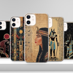 Ancient Egypt Cleopatra Phone Case Vintage Hieroglyphics Cover for iPhone 16 15 14 13 12 Pro Xs Samsung S24 S23 S22 FE A25 A15 Pixel 9 8A 7