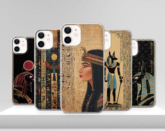 Ancient Egypt Cleopatra Phone Case Hieroglyphics Cover for iPhone 17 Pro Max 16e 15 14 12 & Samsung S25 Ultra S24 FE A56 Pixel 10 XL 9a