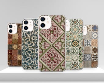Vintage Porto Tiles Phone Case Ceramic Green Azulejo Cover for iPhone 17 Pro Max 17e 15 14 12 & Samsung S25 Ultra S24 FE A56 Pixel 10 XL 9a