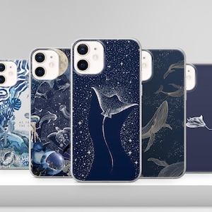 Custodia per telefono con squalo balena carino, custodia per animali marini blu per iPhone 16 15 14 13 12 Pro Xs Samsung S24 S23 S22 FE A25 A15 Pixel 9 8A 7