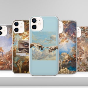 Michelangelo Painting Phone Case Creation of Adam Art Cover for iPhone 16 15 14 13 12, Samsung S24FE S23 S22 A74 A54 A14, Pixel 8 Pro 7A 9 8
