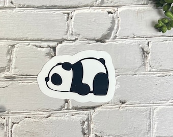 Lazy Panda Sticker - Waterproof Custom Text, Hand Drawn, Funny Sleepy Panda Vinyl Sticker