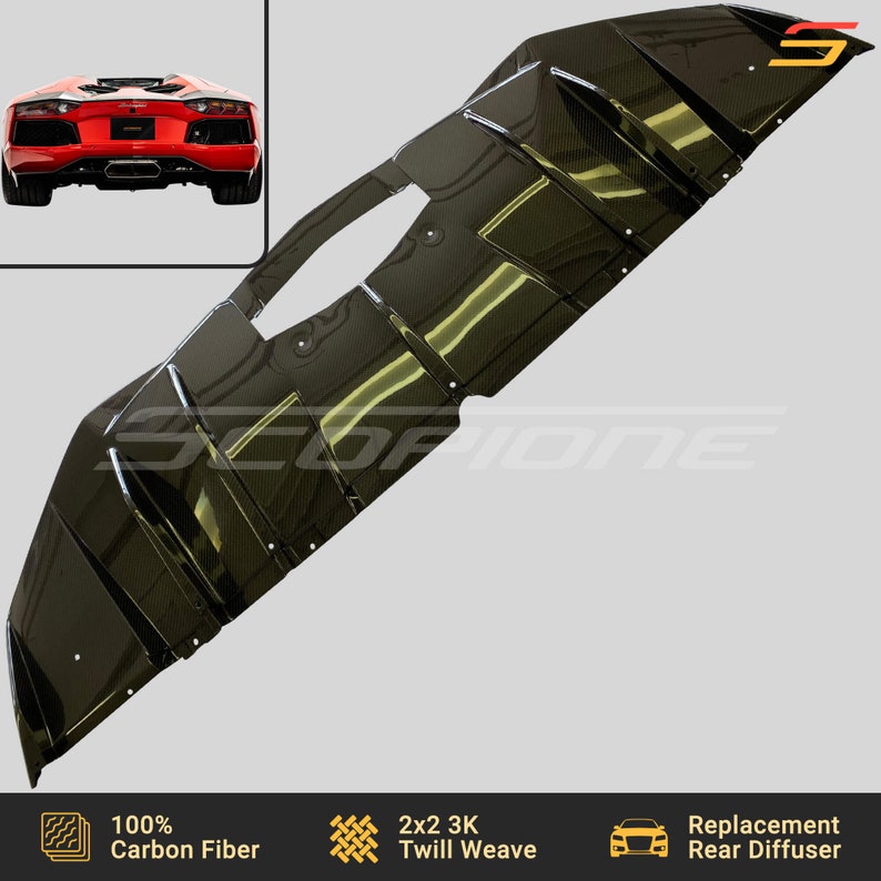 Scopione Carbon Fiber Rear Bumper Diffuser for Lamborghini Aventador LP700-4 image 2