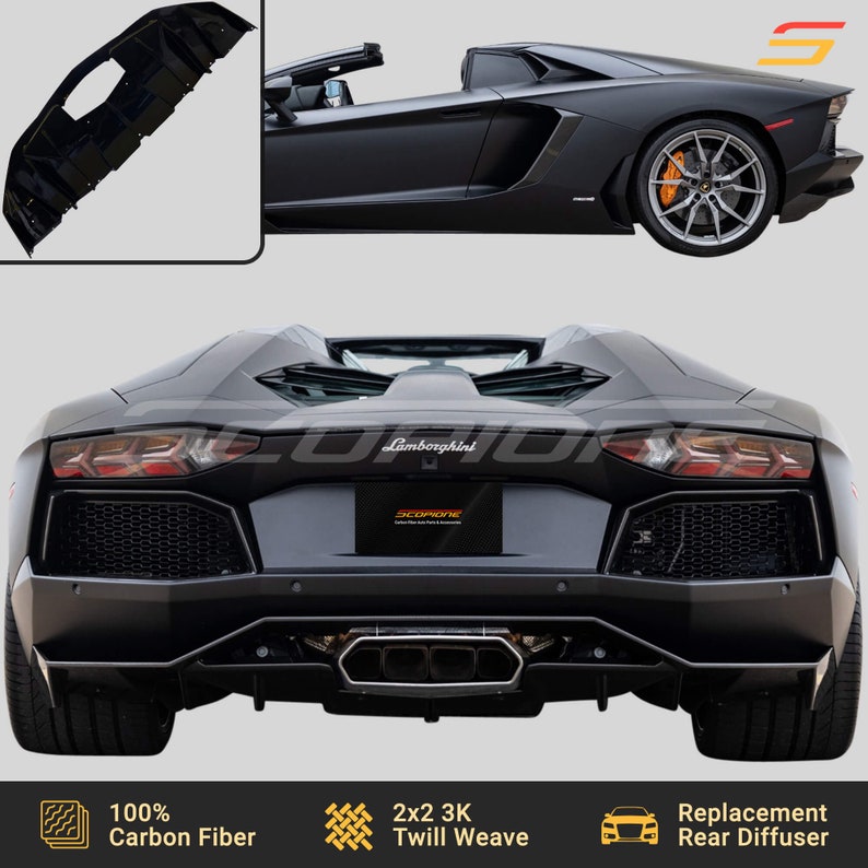 Scopione Carbon Fiber Rear Bumper Diffuser for Lamborghini Aventador LP700-4 image 10