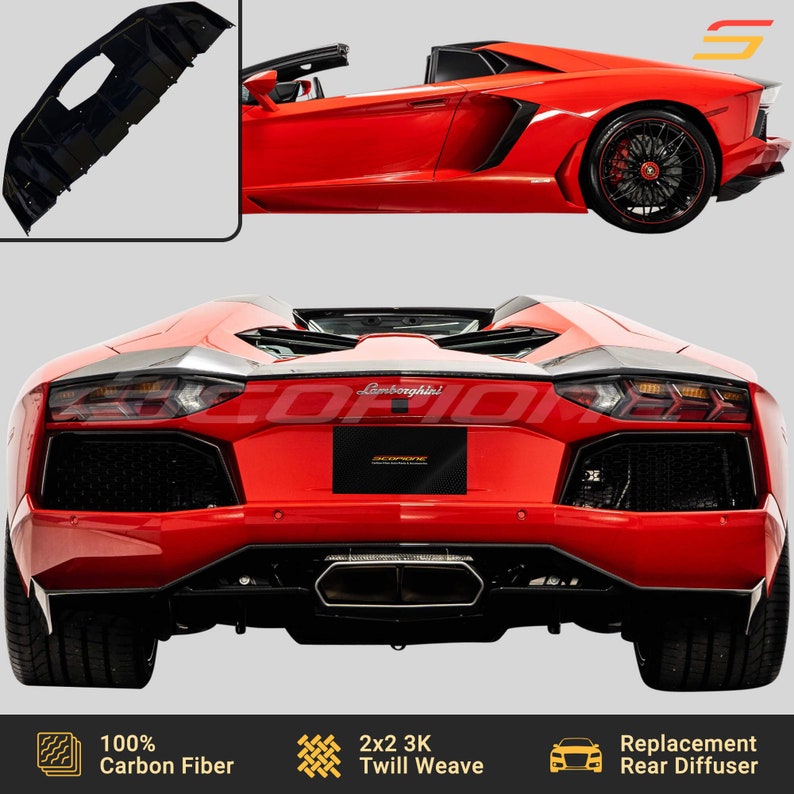Scopione Carbon Fiber Rear Bumper Diffuser for Lamborghini Aventador LP700-4 image 7