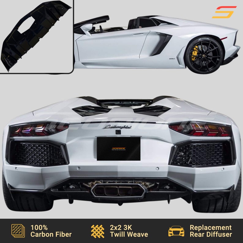 Scopione Carbon Fiber Rear Bumper Diffuser for Lamborghini Aventador LP700-4 image 9