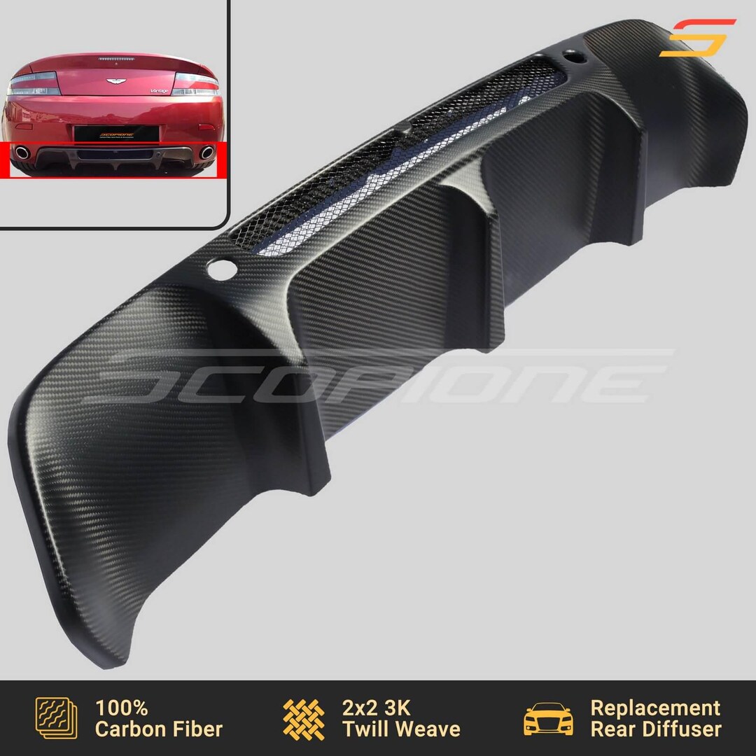 Scopione Matte Carbon Fiber Rear Bumper Diffuser for Aston Martin 06-12 ...