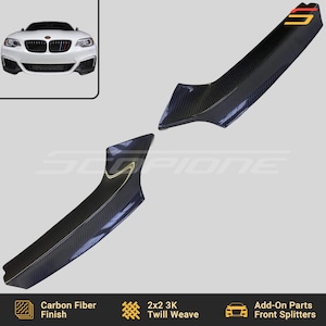 Scopione Carbon Fiber Front Bumper Splitters for BMW 14-21 2 Series M-Tech - F22 F23