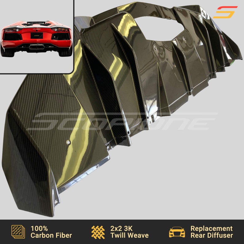 Scopione Carbon Fiber Rear Bumper Diffuser for Lamborghini Aventador LP700-4 image 4