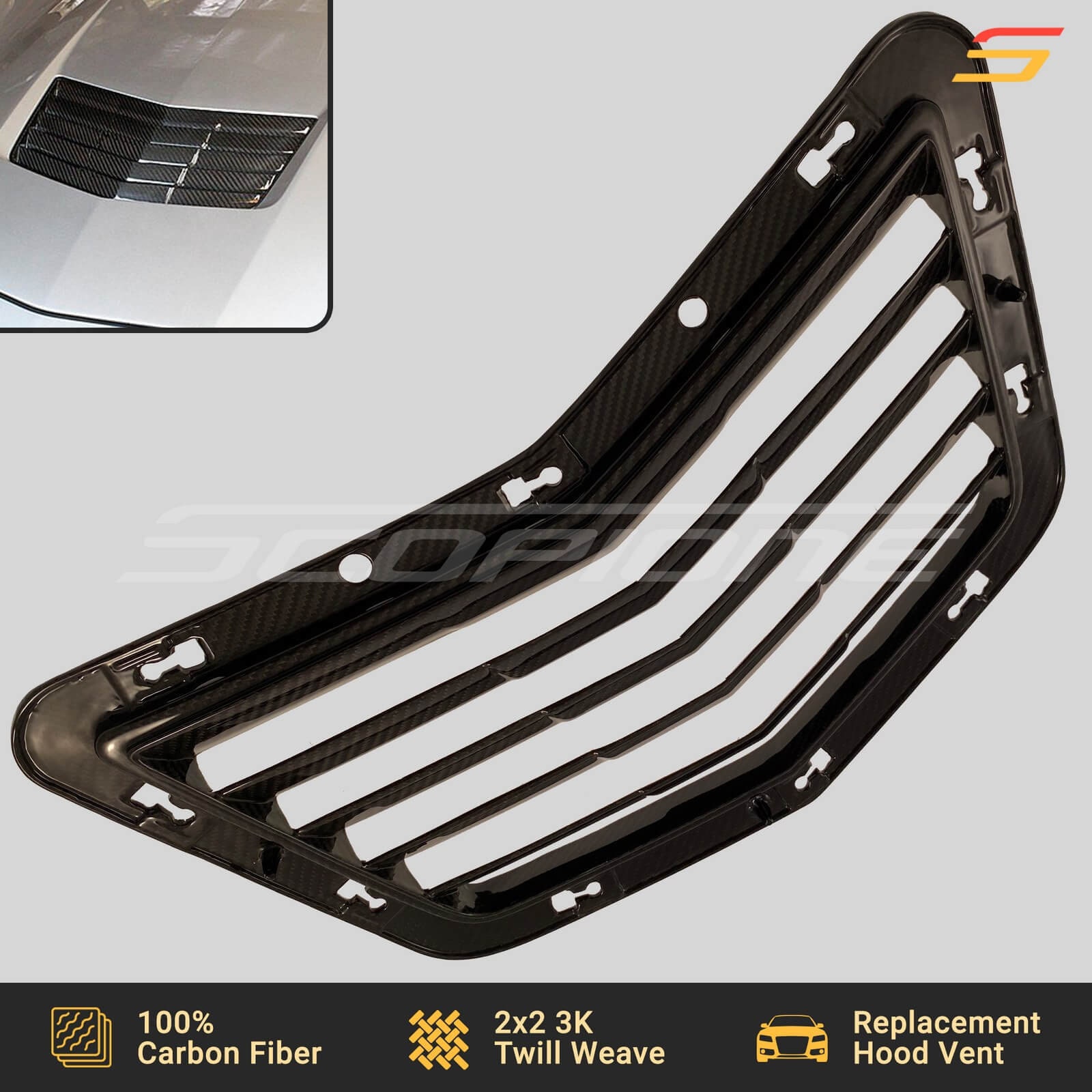 Scopione Carbon Fiber Front Hood Air Vent for Chevrolet C7 14-19 ...