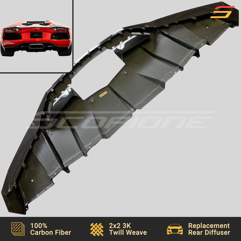 Scopione Carbon Fiber Rear Bumper Diffuser for Lamborghini Aventador LP700-4 image 6