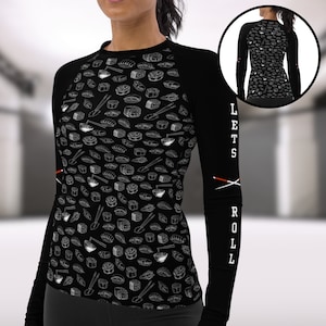Sushi Rash Guard Black & White | Jiu Jitsu No Gi Rash Guard | BJJ Shirt | MMA | Long Sleeve Workout Shirt | Kids Rash Guard | Men | Women