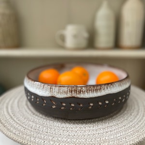 Carved ceramic Pasta bowl/ fruit bowl/ serving dish