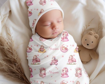 Baby Name Swaddle "Ladybug", Newborn Name Swaddle, Personalized Baby Name Swaddle, Hospital Blanket, Baby Shower Gift, Custom Baby Gift,