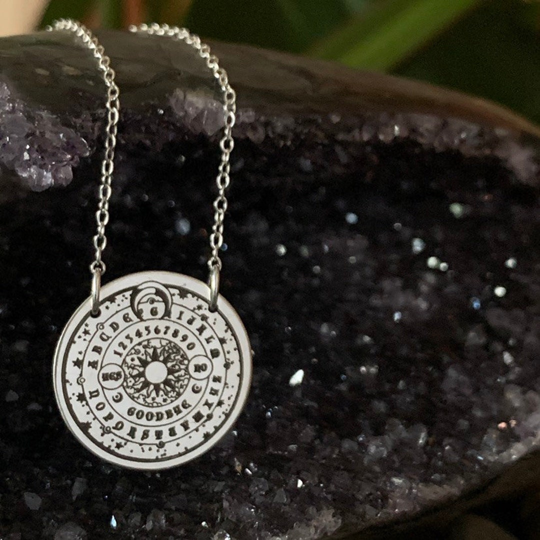 Sterling Silver Ouija Board Necklace, Goth, Witchy Jewelry, Ouija Board