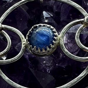 Triple moon Hekate protection pendant NECKLACE -  Sterling Silver Amulet Pendant Hekate Hecate protection kyanite cabochon