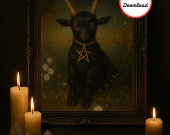 Baby Goat Baphomet Art Print: Occult Gothic Decor (JPG Digital Download