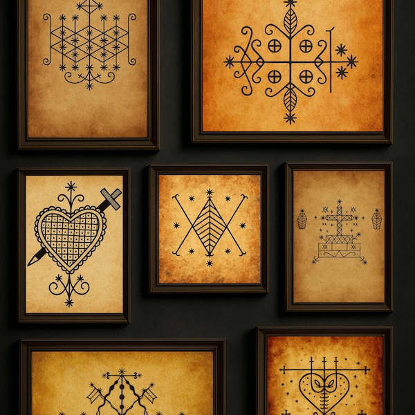 Vodou Loa Veve Sigil Art Prints: Occult Parchment (Digital Download)
