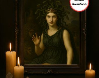 Medusa-kunstprint: donkere vrouwelijke gotische godin - Griekse mythologie (digitale download)