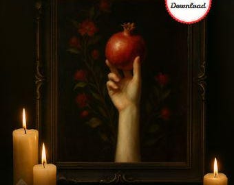 Persephone Pomegranate Art Print: Gothic Goddess Mythology (JPG Download