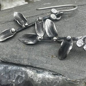 Hand-Forged Sterling Silver Botanical Earrings: Hecate&#39;s Garden