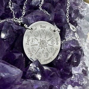 9 Kings of Hell Pendant – Infernal Divine Sterling Silver Amulet with Black Spinel
