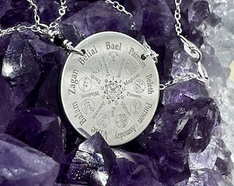 9 Kings of Hell Pendant – Infernal Divine Sterling Silver Amulet with Black Spinel