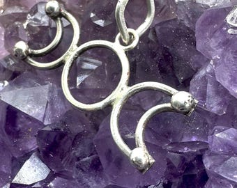 Sterling Silver Triple Moon Hekate Amulet Necklace: Hand Forged Protection