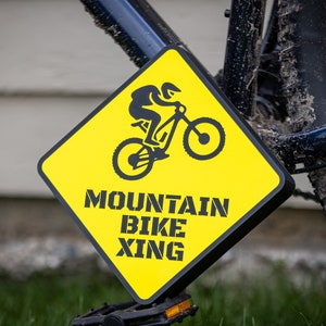 Mountain Bike Crossing Sign | 3D Printed Mountain Biker Gift | Mountain Bike Decoration | Man Cave Sign|  Bike Sign