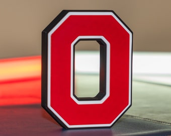 Ohio State Red "O" Logo Desk/Wall Art Home or College Dorm Room 3D Printed Sign, Ohio state Block, Gift for Graduate, Ohio State Graduate