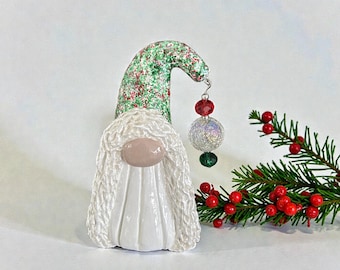 Handmade Clay Christmas Santa Gnome:  Country Holiday Decor
