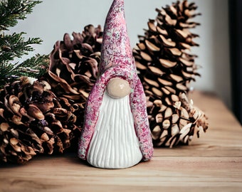 Handmade Country Red Gnome Statue: Clay Farmhouse Decor