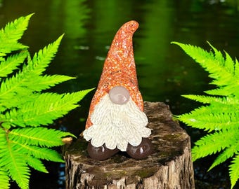 Orange Forest Spirit Gnome: Primitive Shelf Sitter Figurine