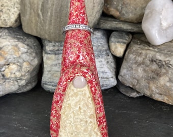 Handmade Gnome Ring Holder, Air-Dry Clay Cone, Whimsical Gnome Decor