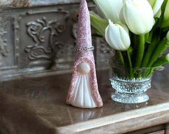 Pink Gnome Ring Holder: Handmade Air Dry Clay Ring Keeper